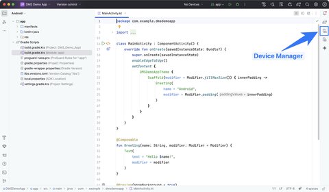 Button to access the Device Manager in Android Studio