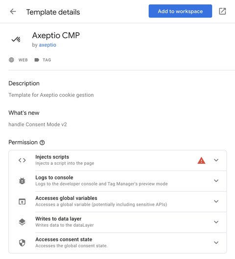 Adding Axeptio CMP tag to Google Tag Manager