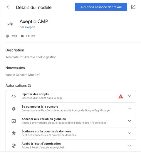 Ajout de la balise Axeptio CMP dans Google Tag Manager