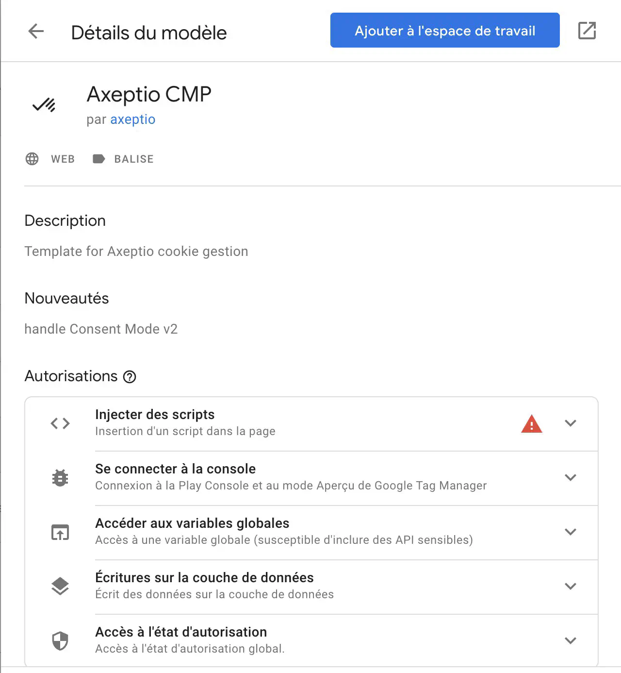 Ajout de la balise Axeptio CMP dans Google Tag Manager