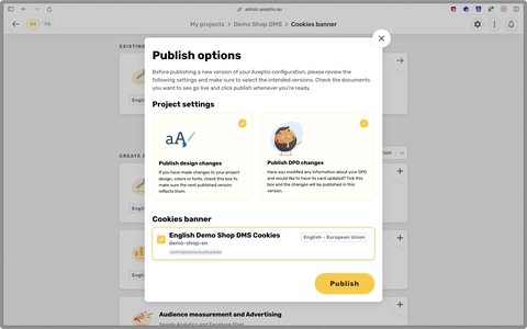Publishing my cookie banner in Axeptio