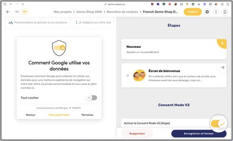 Activation du Consent Mode V2 dans Axeptio
