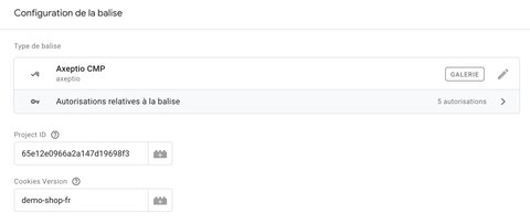 Configuration de la balise Axeptio CMP