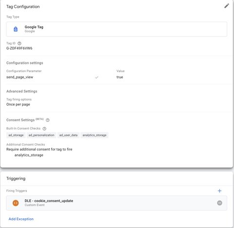 Setting up a Google tag that triggers on page load