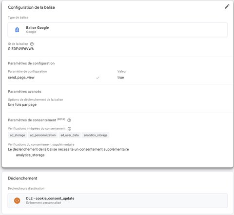 Configuration d'une balise Google qui se déclenche au chargement de la page