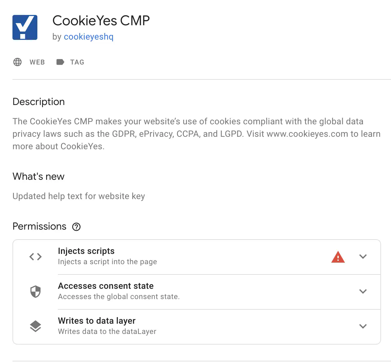 Adding Cookie Yes CMP tag in Google Tag Manager