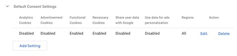 Default consent setup on the CookieYes CMP tag