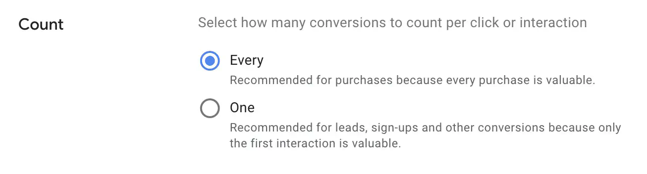 Conversions count