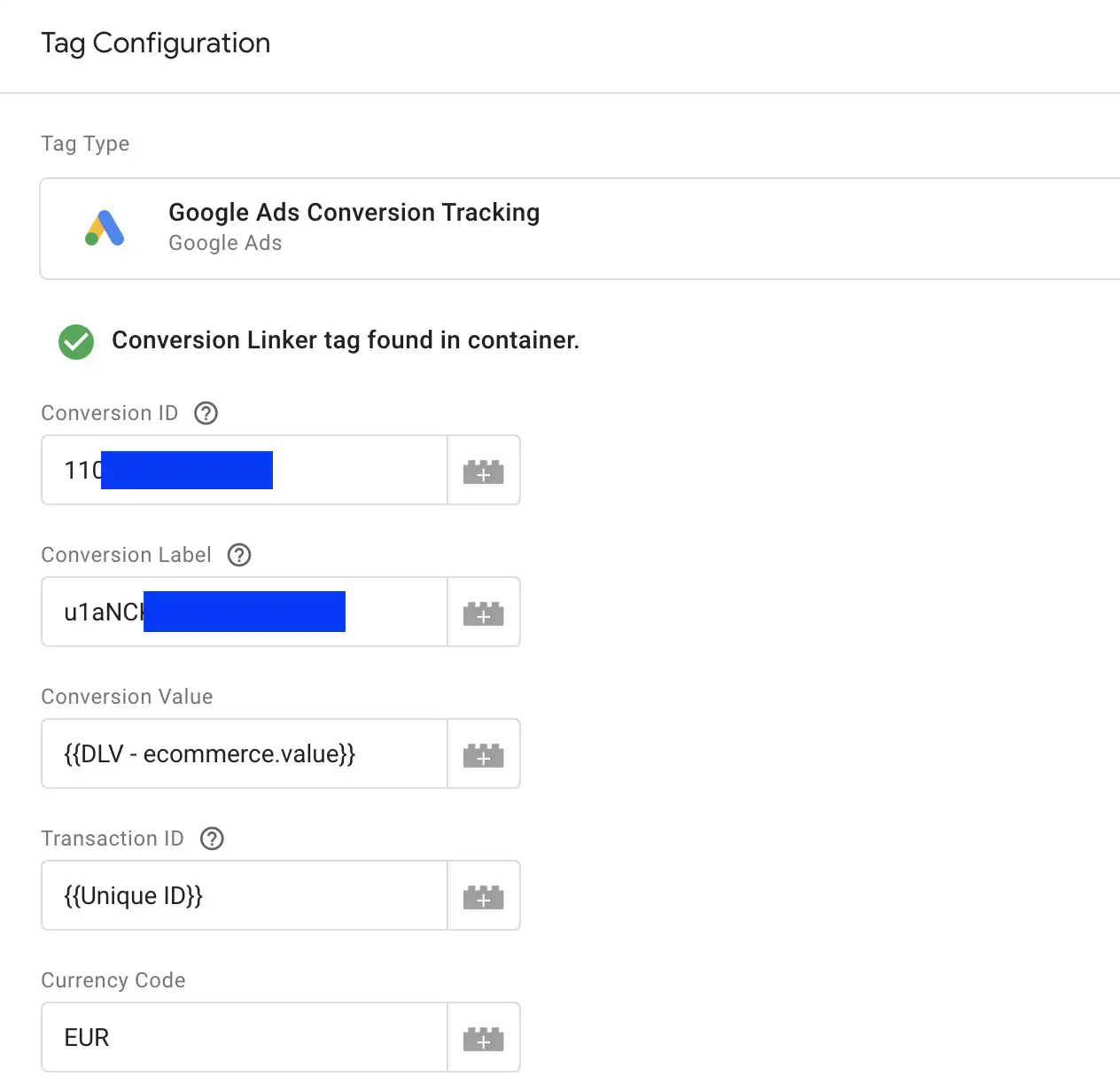 Google Ads Converstion Tracking Tag in Google Tag Manager