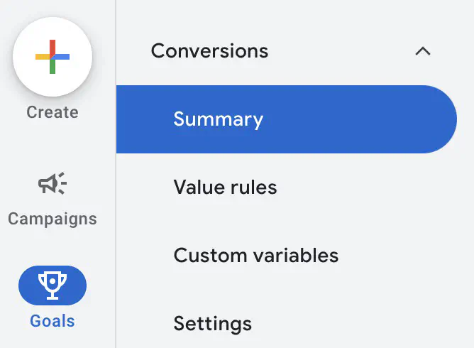Google Ads conversions settings on the new interface