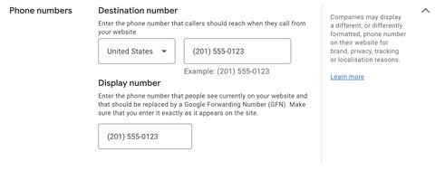 Call Conversion action configuration