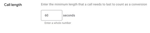 Minimum amount the call should last to count as a conversion