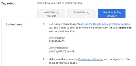 Tag setup instructions for Google Tag Manager
