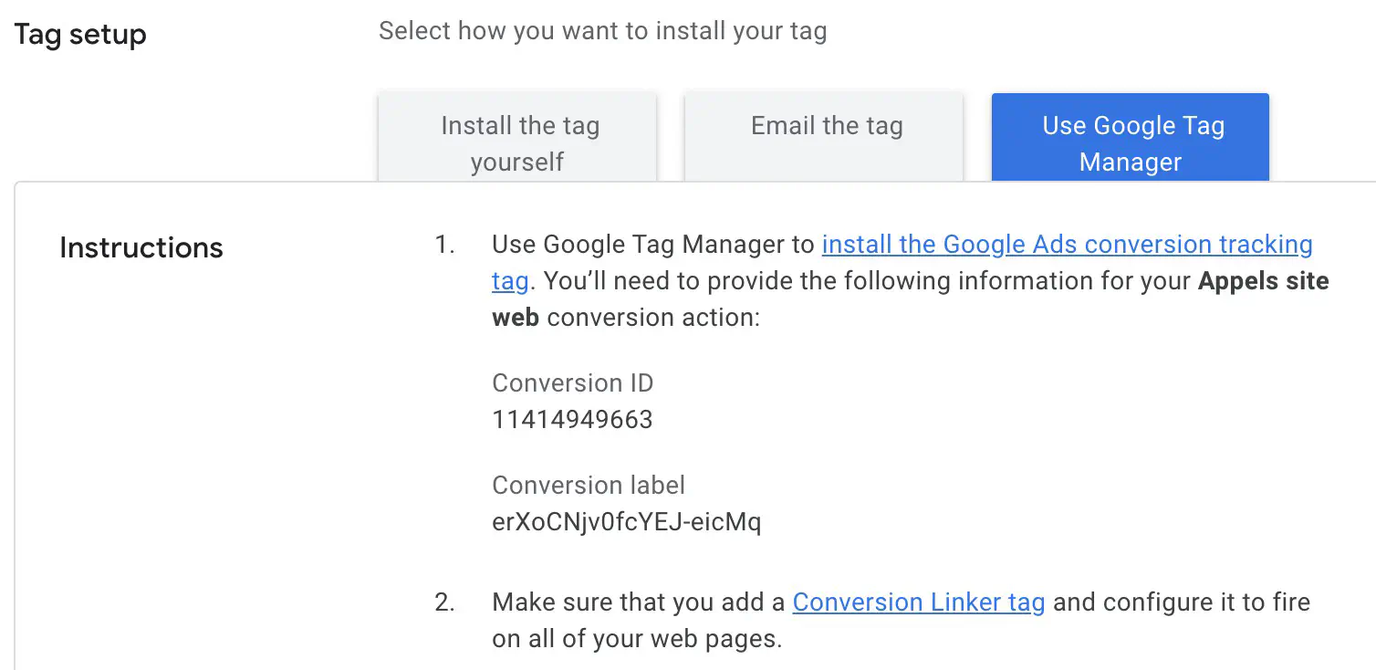 Tag setup instructions for Google Tag Manager