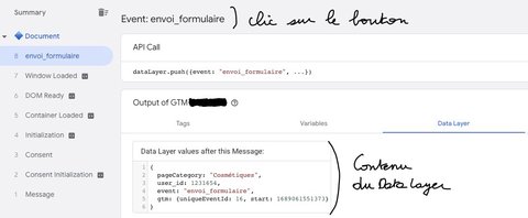 Interface de debug de Google Tag Manager