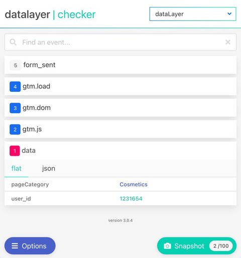 Viewing the Data Layer content with a Chrome extension