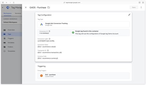 Configuration du tag Google Ads Conversion Tracking dans Google Tag Manager