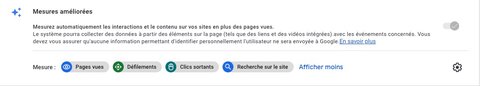 Les mesures améliorées dans Google Analytics 4