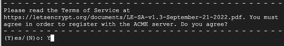 Acceptation de la vérification du serveur ACME