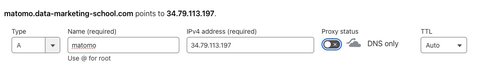 Configuration DNS pour lier l'adresse IP externe de l'instance de VM à un nom de domaine