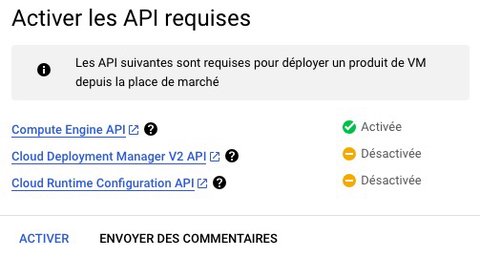 APIs supplémentaires à activer pour le déploiement de Matomo