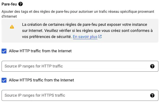 Autorisation du trafic HTTP et HTTPS