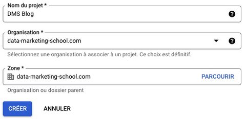 Création du projet DMS Blog dans GCP