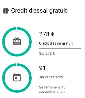 Crédits restants sur l'essai gratuit Google Cloud Platform