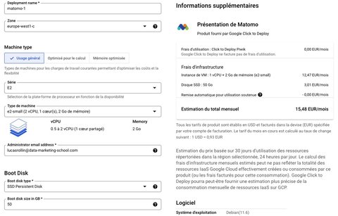 Configuration pour maximum 100 000 pages vues mensuelles pour Matomo