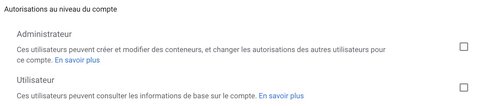 Les autorisations au niveau du compte dans Google Tag Manager