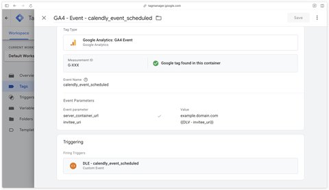 GA4 event calendly_event_scheduled sent to the server from GTM Web