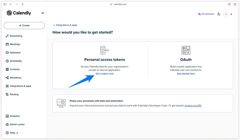 Generating a Personal Access Token in Calendly