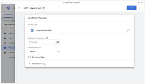 dataLayer variable to retrieve the invitee URI in GTM Web