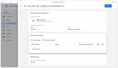 Augment Event transformation configuration to enrich the calendly_event_scheduled event with the invitee's user data