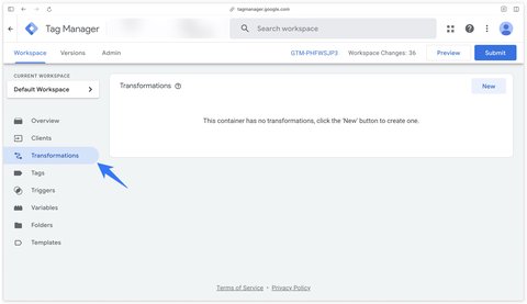Transformations section in GTM Server
