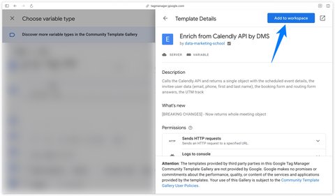 Importing the Enrich from Calendly API by DMS template into GTM Server