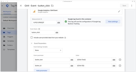 Exemple d'un événement button_click avec 2 paramètres