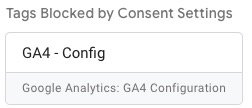 Balise bloquée en fonction des paramètres de consentement dans Google Tag Manager