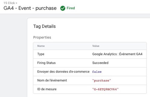 Debug de l'événement purchase dans Google Tag Manager