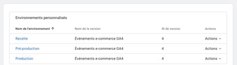 Environnements personnalisés dans Google Tag Manager