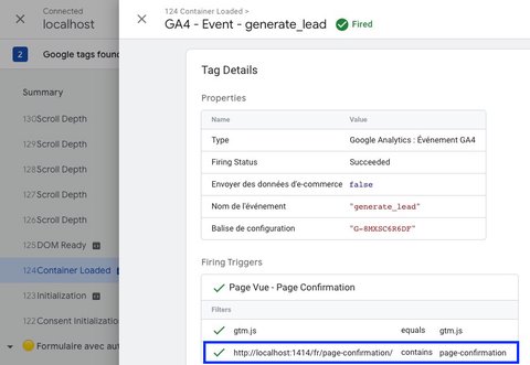 Debug du bon délenchement de la balise GA4 dans GTM