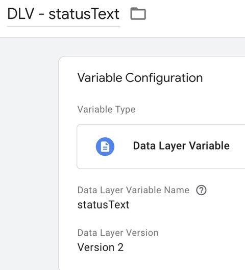 Variable de couche de données (Data Layer) statusText