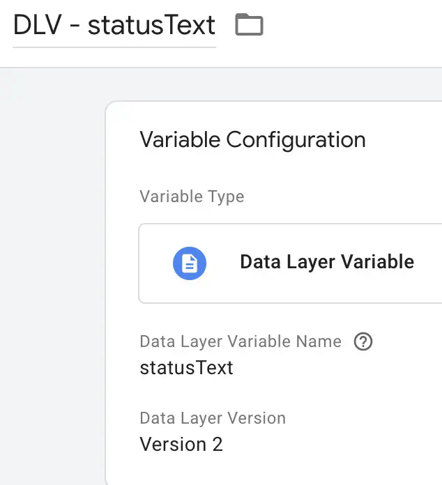Variable de couche de données (Data Layer) statusText