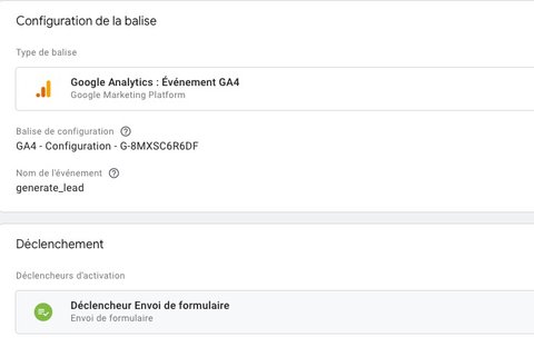 Configuration de la balise d'événement GA4