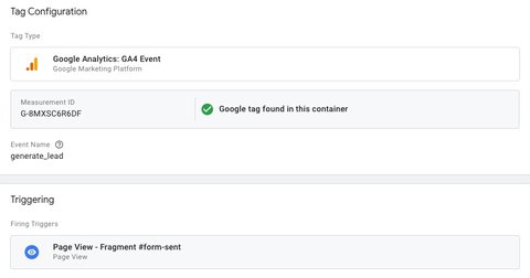 GA4 event tag linked to the Page View trigger