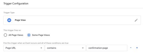Page View trigger on the confirmation page