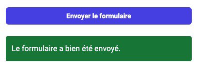 Message de confirmation lors de l'envoi valide du formulaire