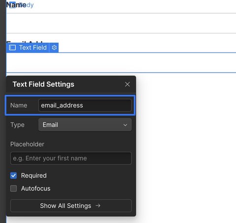 Change form field names in Webflow