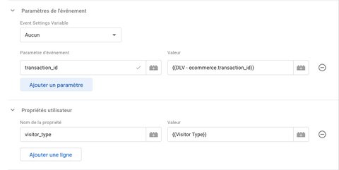 Configuration des paramètres d'événement pour Google Analytics 4