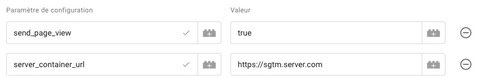 Paramètres d'événements de configuration